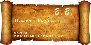 Blauhorn Bogáta névjegykártya
